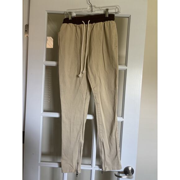 Urkool jogger pants khaki drawstring zipper bottom medium men’s - Picture 1 of 4
